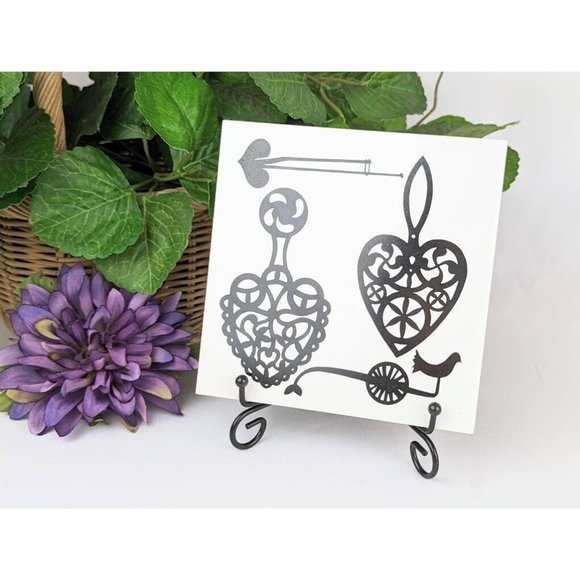 Black and White Ceramic Trivet 6x6 Kitchen Hotplate Tile Square Cork Backing - Picture 1 of 10